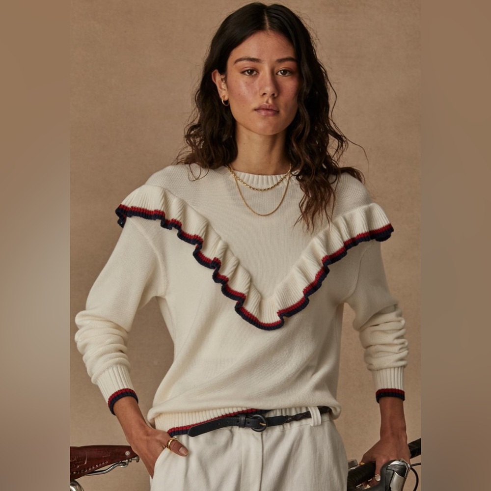 NWT The Upside Columbia Boo Frill Knit Top Cotton Sweater Sz M